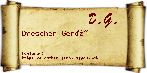 Drescher Gerő névjegykártya